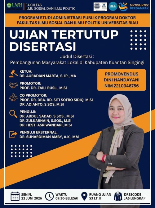 Bupati Kuansing Suhardiman Amby di Jadwalkan  Jadi Penguji Eksternal Disertasi Doktor di Universitas Riau