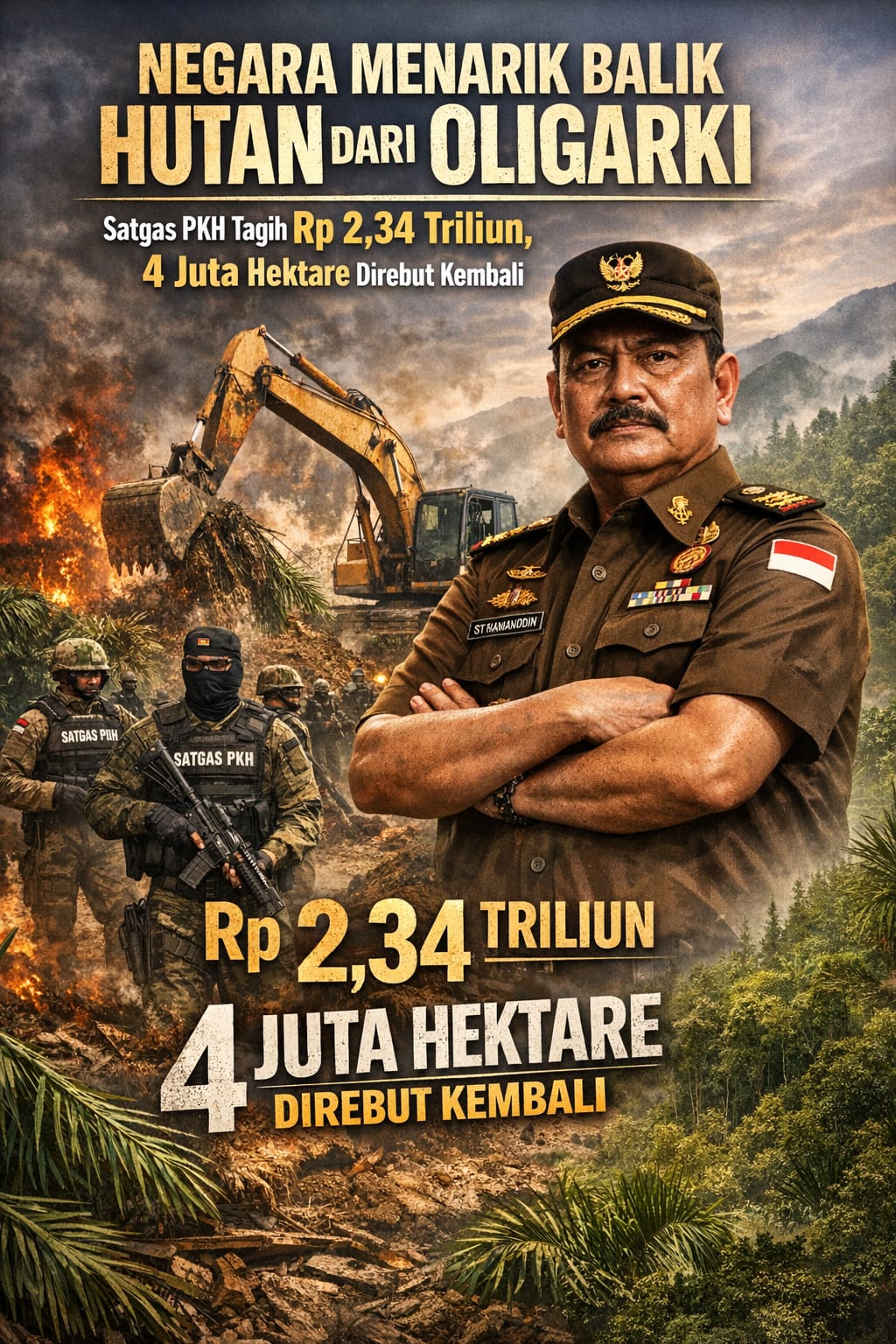 Negara Menarik Balik Hutan dari Oligarki: Satgas PKH Tagih Rp2,34 Triliun, 4 Juta Hektare Direbut Kembali