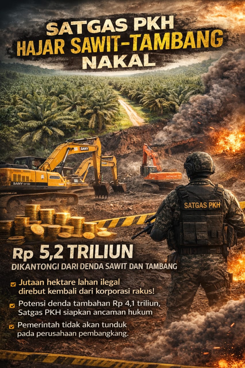 Satgas PKH Mengamuk: Sawit - Tambang Ilegal Dipukul Mundur, Negara Rebut Rp 5,2 Triliun dan Jutaan Hektare Hutan